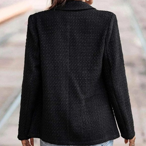 tweed double breasted blazer chic black - Picture 2 of 5